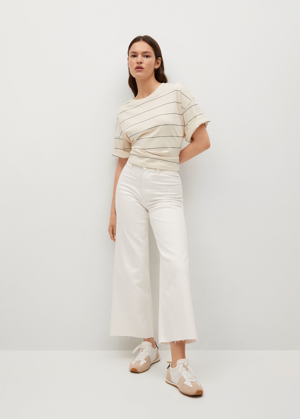 Mango high waist culotte jean in creamy white